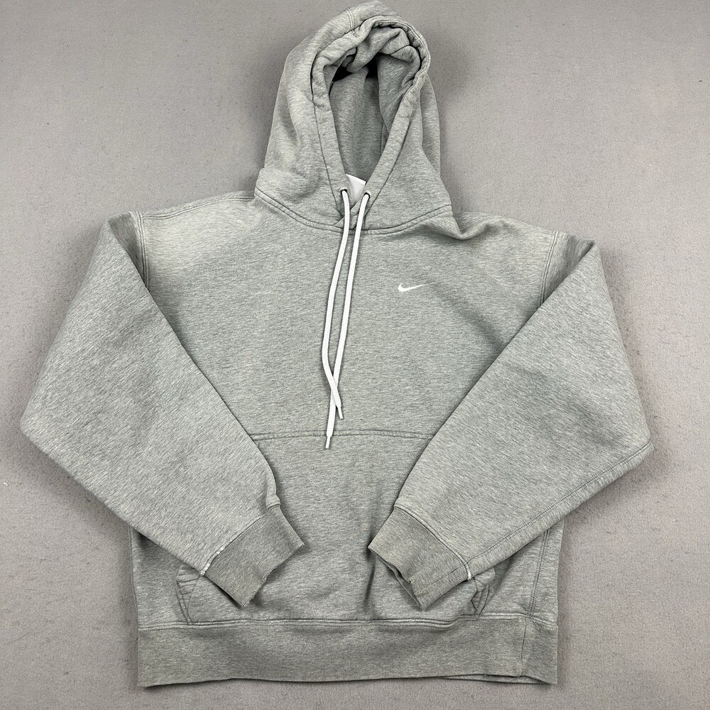 Nike Hoodie Men Small Gray Heather Pullover Sweatshirt Swoosh Heavyweight S *